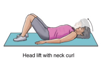 head lift with neck curl exercise for neck strain rehabilitation